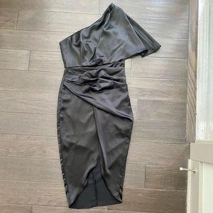 One Shoulder Black Cocktail Dress